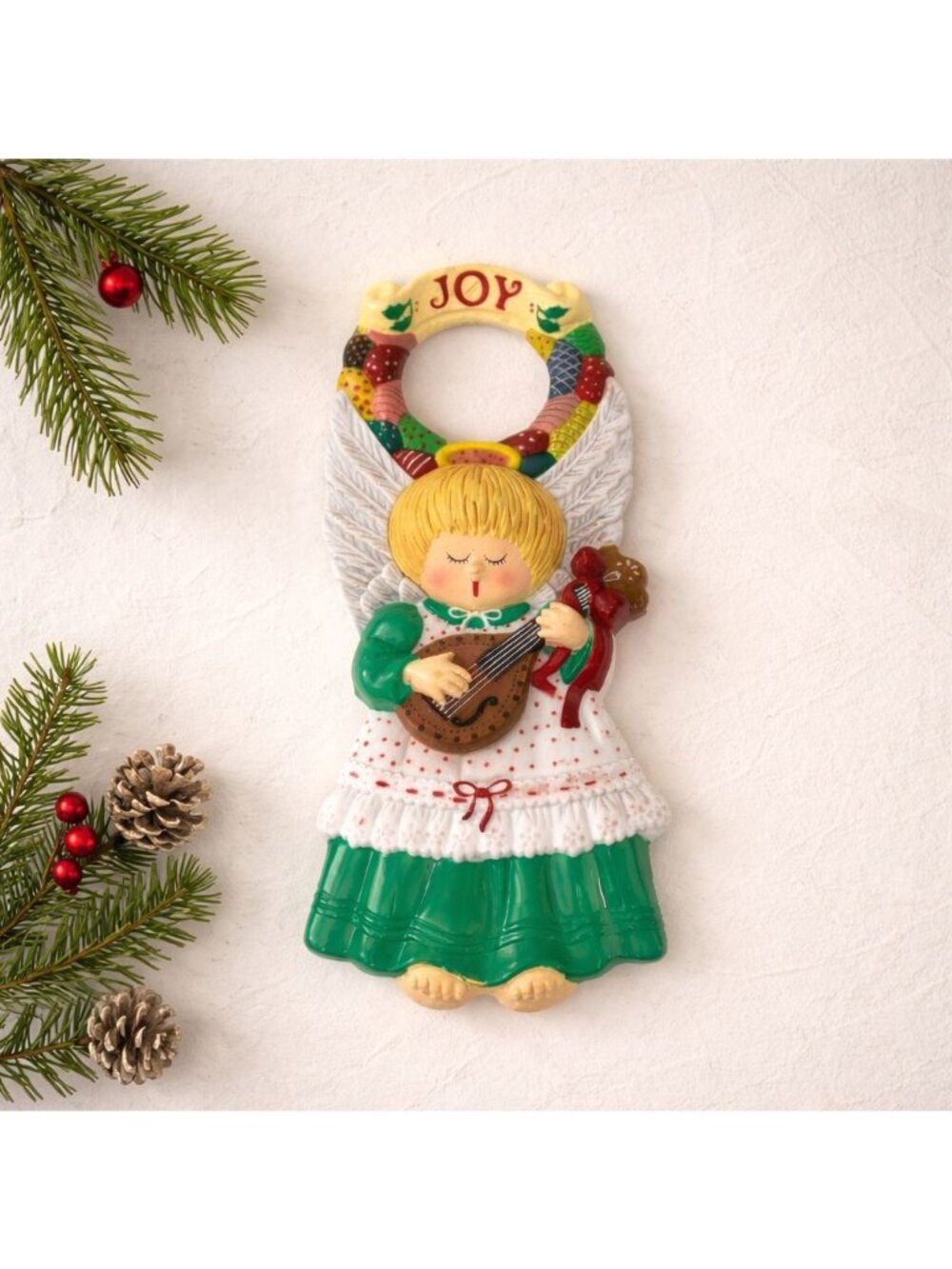 Vintage Plastic Christmas Angel Door Hanger Joy Holiday Decor by JSNY